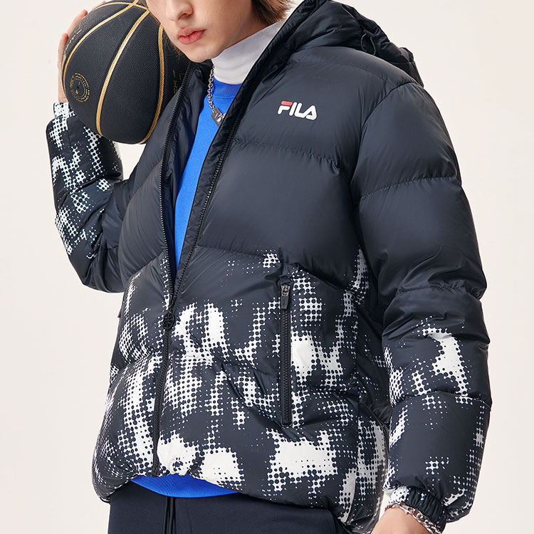 FILA Fusion Black Printed Down Jacket Basketball Style Casual Wear. T11M145902F-BK 圖 7