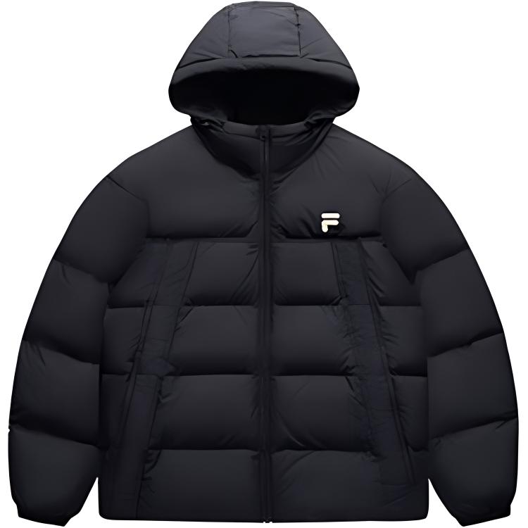 FILA Fusion Black Windproof Warm Down Jacket Casual Loose Fit Unisex. T11U443905F-BK