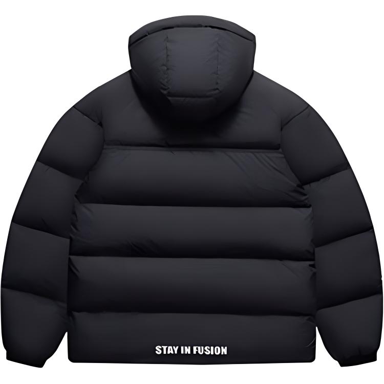 Lookbook FILA Fusion Black Windproof Warm Down Jacket Casual Loose Fit Unisex. T11U443905F-BK