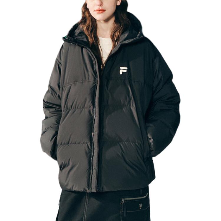 Purchase FILA Fusion Black Windproof Warm Down Jacket Casual Loose Fit Unisex. T11U443905F-BK