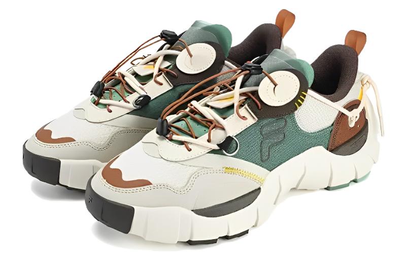 Order FILA FUSION ボーンスニーカー 白緑茶 (FILA FUSION Bone Sneaker Shiro Midori Cha) T12M321201FBA