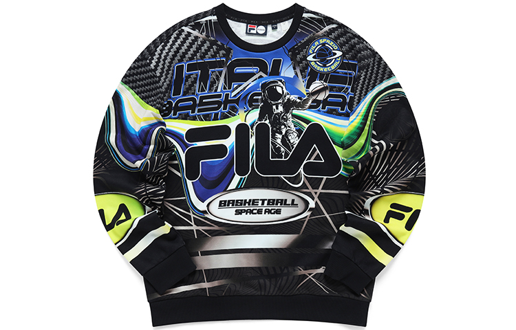 FILA FUSION Casual Loose Pullover Sweatshirt Colorful Basketball Print T11M135207F-WT