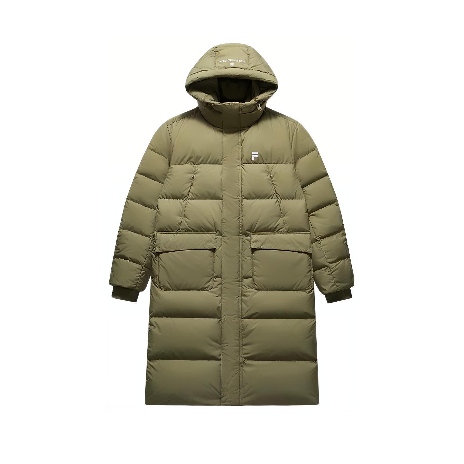 FILA Fusion Casual Oversized Hooded Winter Down Jacket Mint Green Unisex. T11U443903F-KK