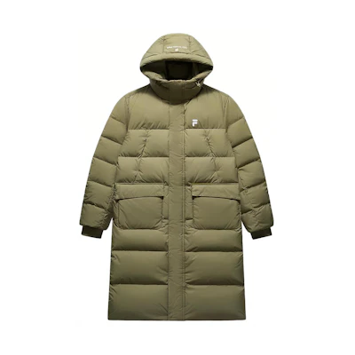 FILA Fusion Casual Oversized Hooded Winter Down Jacket Mint Green Unisex. T11U443903F-KK