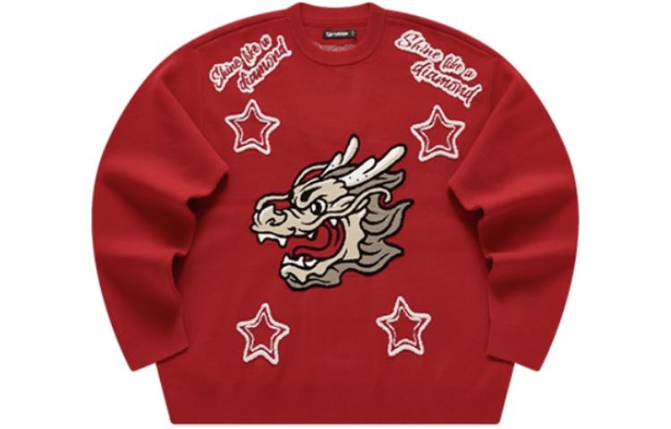 FILA Fusion CNY Dragon Knit Sweatshirt Unisex in Pomegranate Red T11U412402F-RD