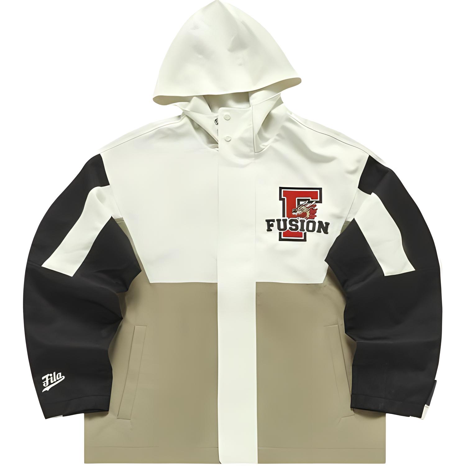 FILA Fusion Colorblock Lettering Loose Fit Zip Hoodie Jacket Brown Mens T11M412701F-BN