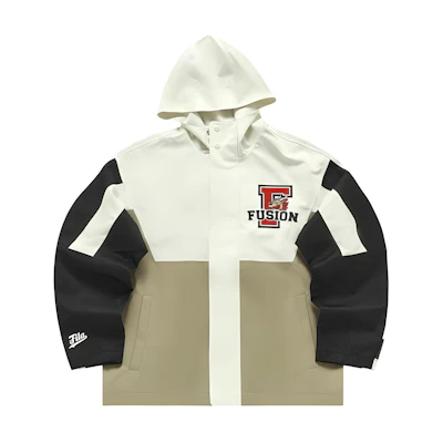 FILA Fusion Colorblock Lettering Loose Fit Zip Hoodie Jacket Brown Mens T11M412701F-BN