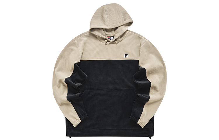 FILA FUSION Colorblock Logo Hoodie Casual Off-White Camel T81M142203A-BK