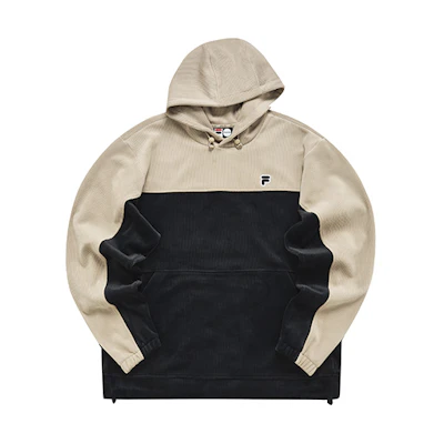 FILA FUSION Colorblock Logo Hoodie Casual Off-White Camel T81M142203A-BK