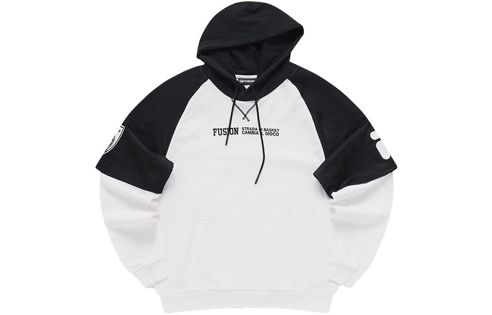 FILA FUSION Colorblock Oversized Hoodie Unisex American Style White T11U335203F-WT