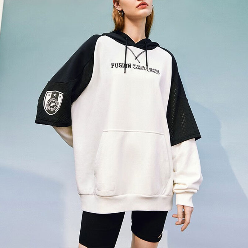 FILA FUSION Colorblock Oversized Hoodie Unisex American Style White T11U335203F-WT 圖 4