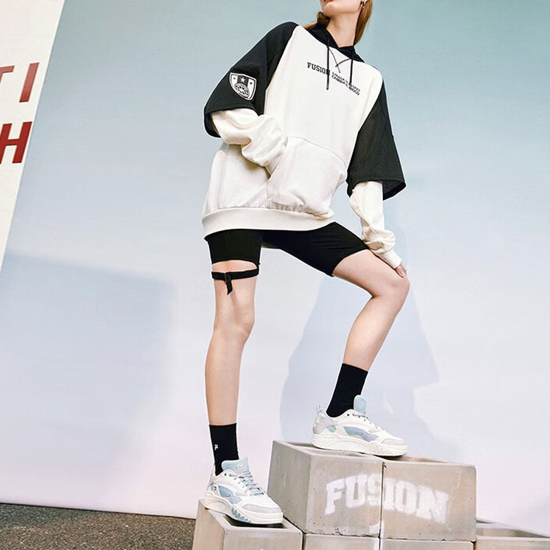 FILA FUSION Colorblock Oversized Hoodie Unisex American Style White T11U335203F-WT 圖 8