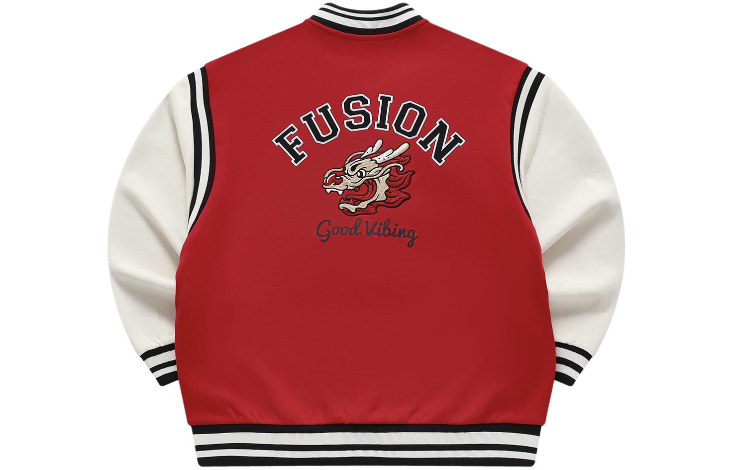 FILA Fusion Dragon Luck Series Colorblock Letter Print Baseball Jacket Red Unisex T11U412701F-RD