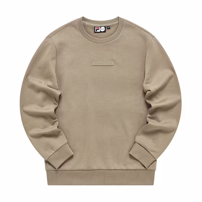 FILA FUSION Fleece Pullover Casual Sweatshirt Light Khaki T81M941225A-LK