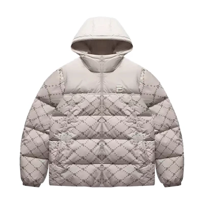FILA FUSION FOB Casual Loose Fit Hooded Down Jacket Beige Unisex T11U443904F-LK