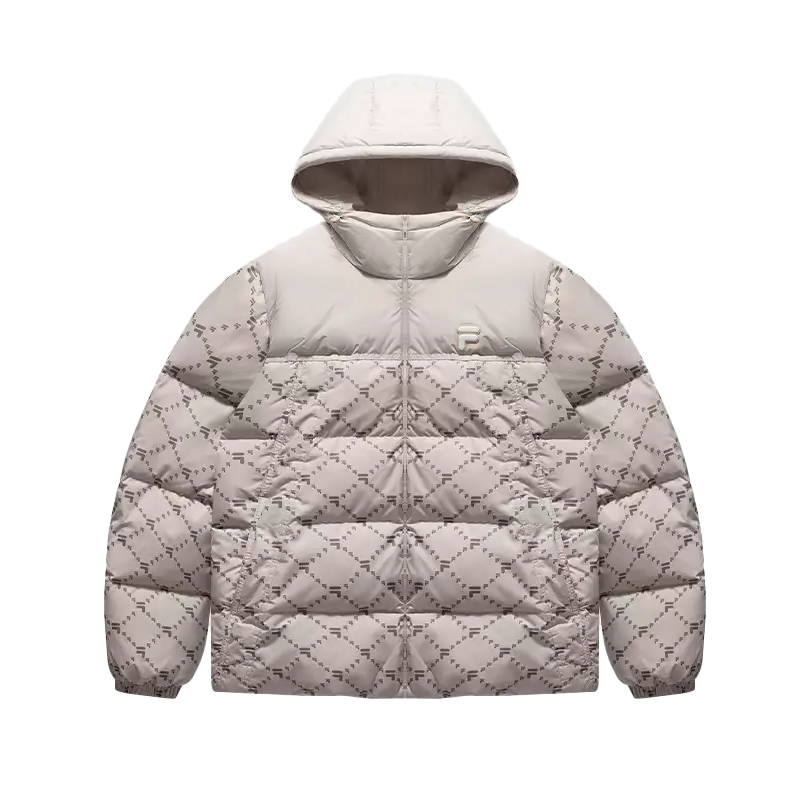 Order FILA FUSION FOB Casual Loose Fit Hooded Down Jacket Beige Unisex T11U443904F-LK