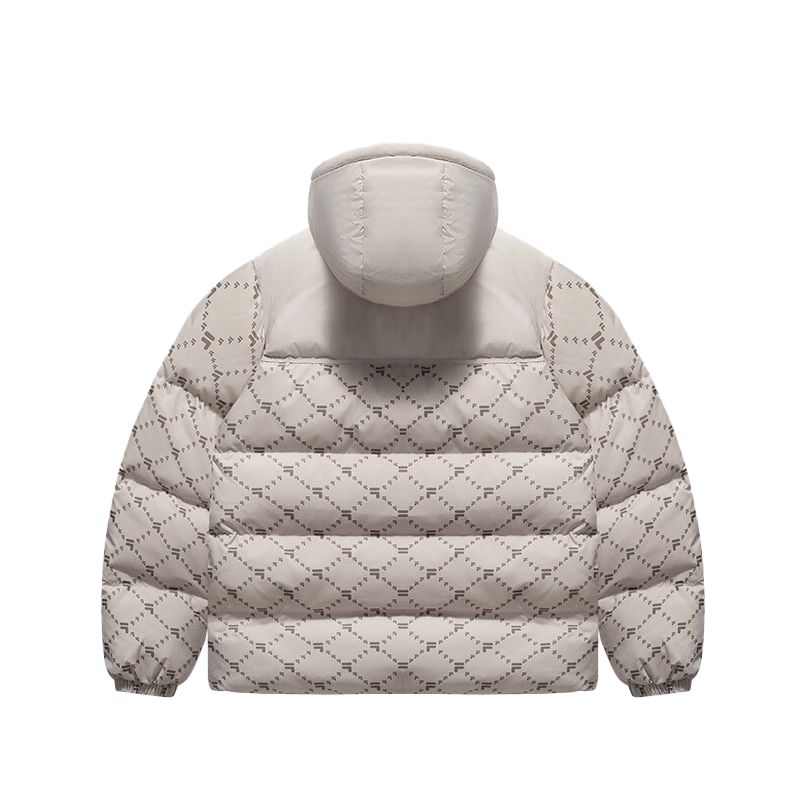 Lookbook FILA FUSION FOB Casual Loose Fit Hooded Down Jacket Beige Unisex T11U443904F-LK