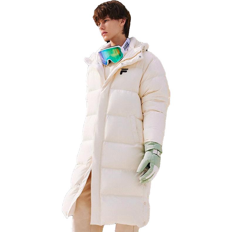 FILA FUSION FOB Series Long Down Jacket Windproof Hoodie Beige Unisex T11U343905F-BG 圖 4