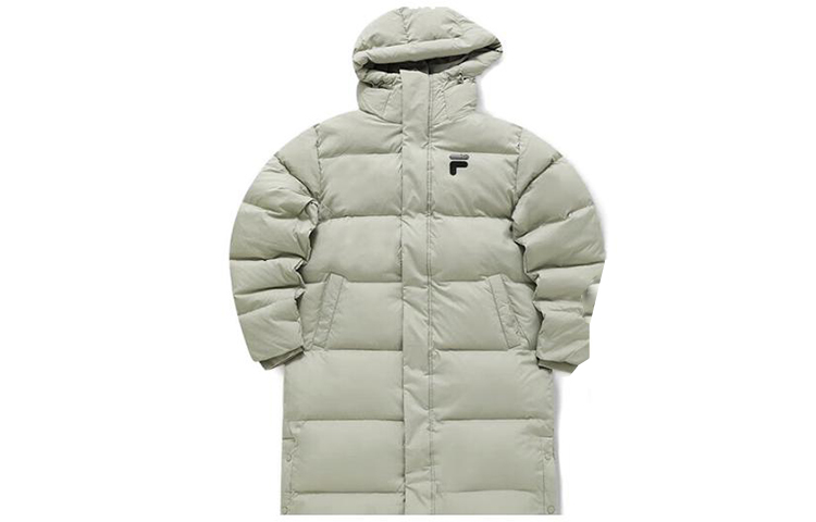 FILA FUSION FOB Series Long Hooded Down Jacket Windproof Unisex Dark Gray. T11U343905F-DK