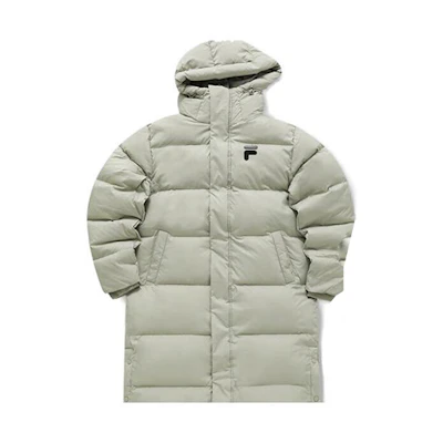 FILA FUSION FOB Series Long Hooded Down Jacket Windproof Unisex Dark Gray. T11U343905F-DK