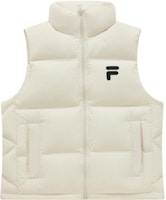 FILA FUSION FOB Series Unisex Sleeveless Down Vest Beige with Zipper Stand Collar T11U343906F-BG FILA FUSION FOB Series Unisex Sleeveless Down Vest Beige with Zipper Stand Collar T11U343906F-BG