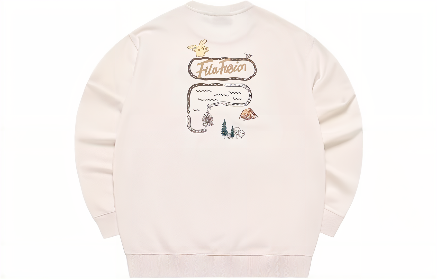 Lookbook FILA FUSION FOB 男女款寬鬆圓領衛衣-麥芽色 T11U333206FBG