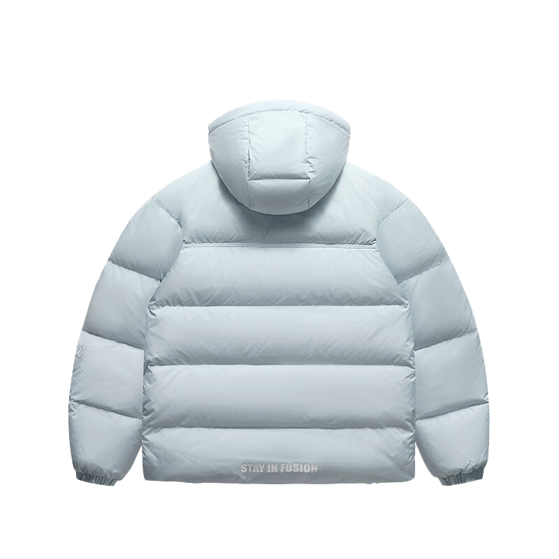 Lookbook FILA FUSION 寬鬆連帽拉鍊防風羽絨外套 灰色 T11U443905F-GY