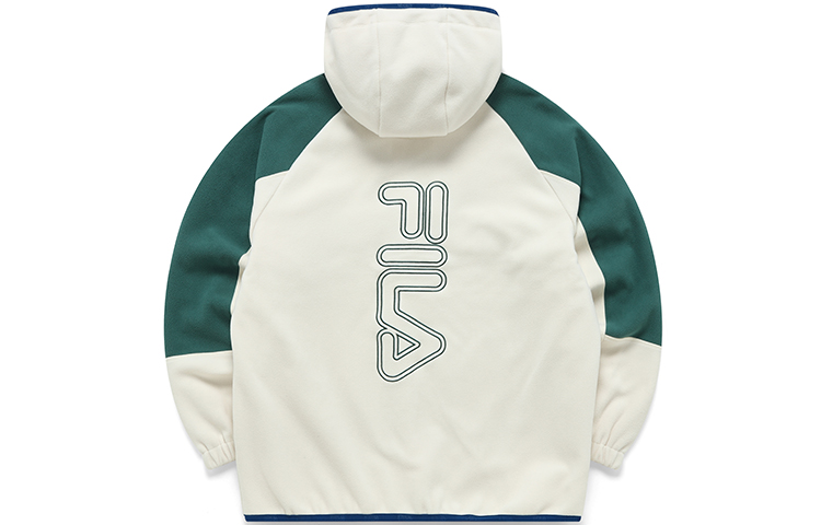 FILA Fusion Half-Zip Colorblock Logo Loose Hoodie Beige Pullover T11M213705FBG 圖 3