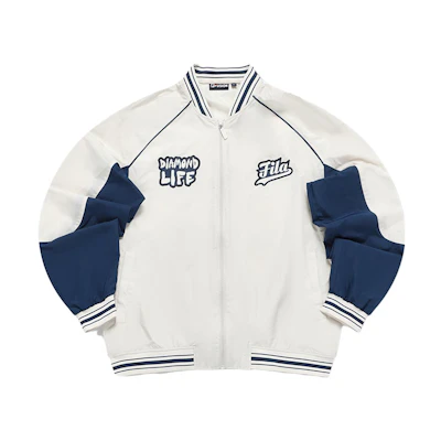 FILA FUSION Jasmine White Colorblock Logo Print Loose-fit Bomber Jacket T11M332706F-IV