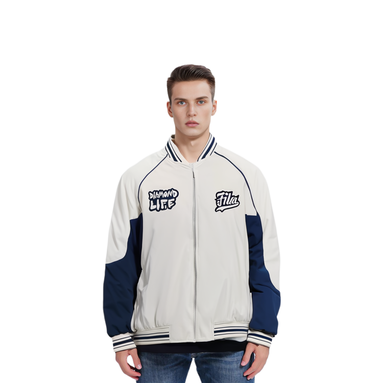 FILA FUSION Jasmine White Colorblock Logo Print Loose-fit Bomber Jacket T11M332706F-IV 圖 5