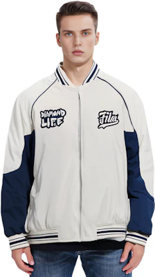 FILA FUSION Jasmine White Colorblock Logo Print Loose-fit Bomber Jacket T11M332706F-IV Purchase FILA FUSION Jasmine White Colorblock Logo Print Loose-fit Bomber Jacket T11M332706F-IV