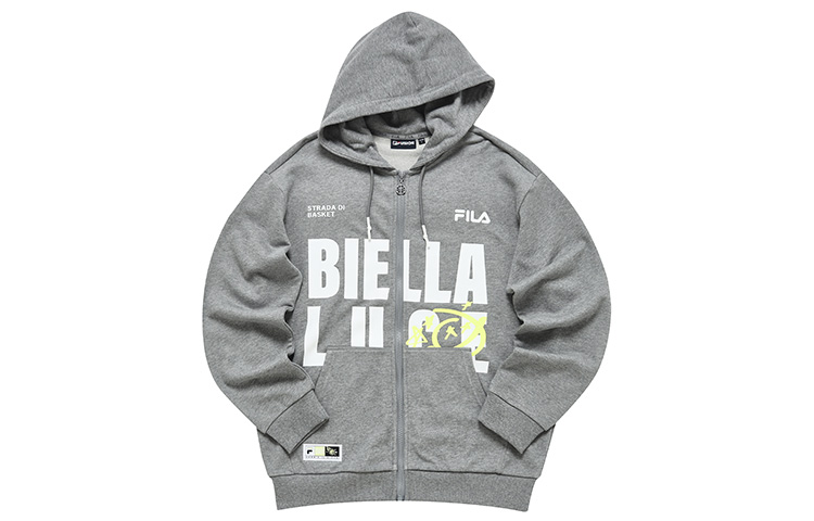 FILA FUSION Knit Hoodie Jacket Unisex Big Letter Design Light Black Gray T11U235501F-MG