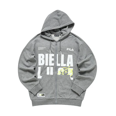 FILA FUSION Knit Hoodie Jacket Unisex Big Letter Design Light Black Gray T11U235501F-MG