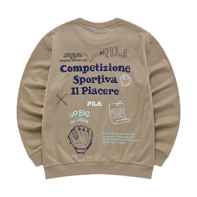 FILA Fusion Knit Pullover Sweatshirt with Letter Print - Beige T11M142205F-DK