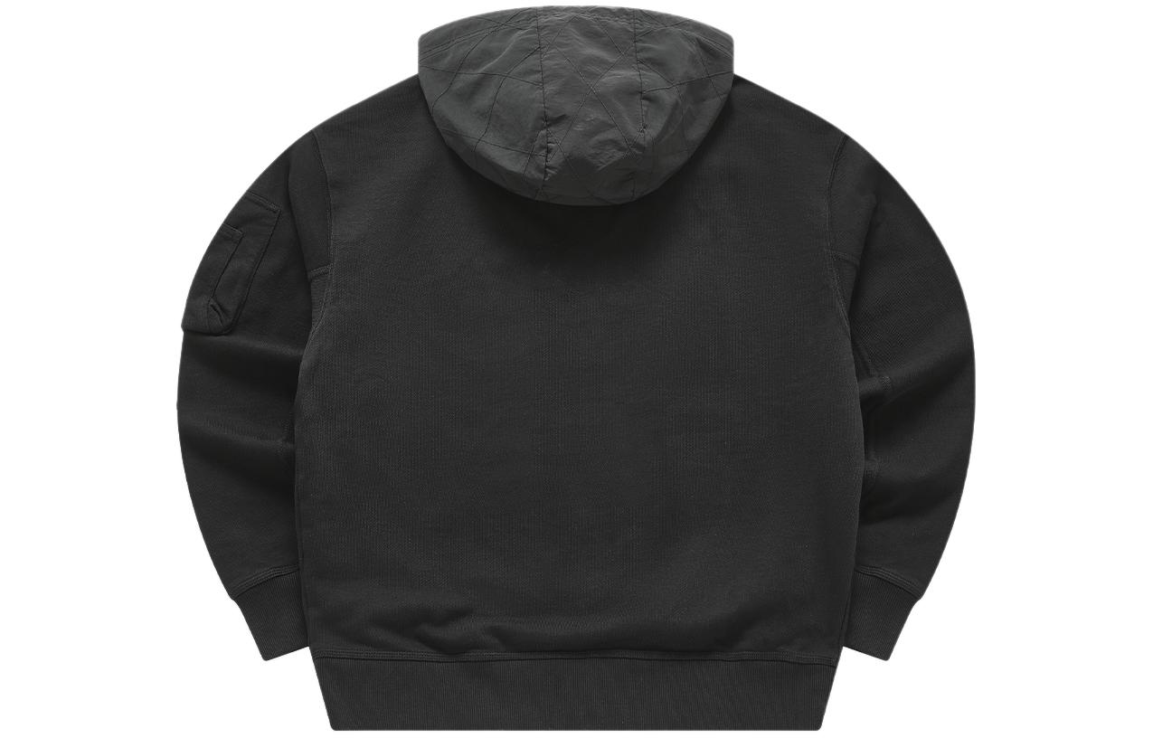 Lookbook FILA Fusion 字母標誌印花拼色連帽針織外套 黑色 男女通用 T11U413504F-BK