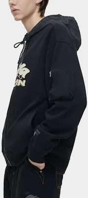 FILA Fusion 字母標誌印花拼色連帽針織外套 黑色 男女通用 T11U413504F-BK Details for FILA Fusion 字母標誌印花拼色連帽針織外套 黑色 男女通用 T11U413504F-BK