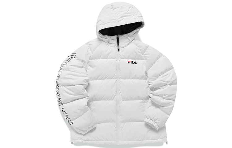 FILA FUSION Letter Print Loose Fit Down Jacket White Winter Unisex. T11U141906FWT