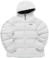 FILA FUSION Letter Print Loose Fit Down Jacket White Winter Unisex. T11U141906FWT FILA FUSION Letter Print Loose Fit Down Jacket White Winter Unisex. T11U141906FWT