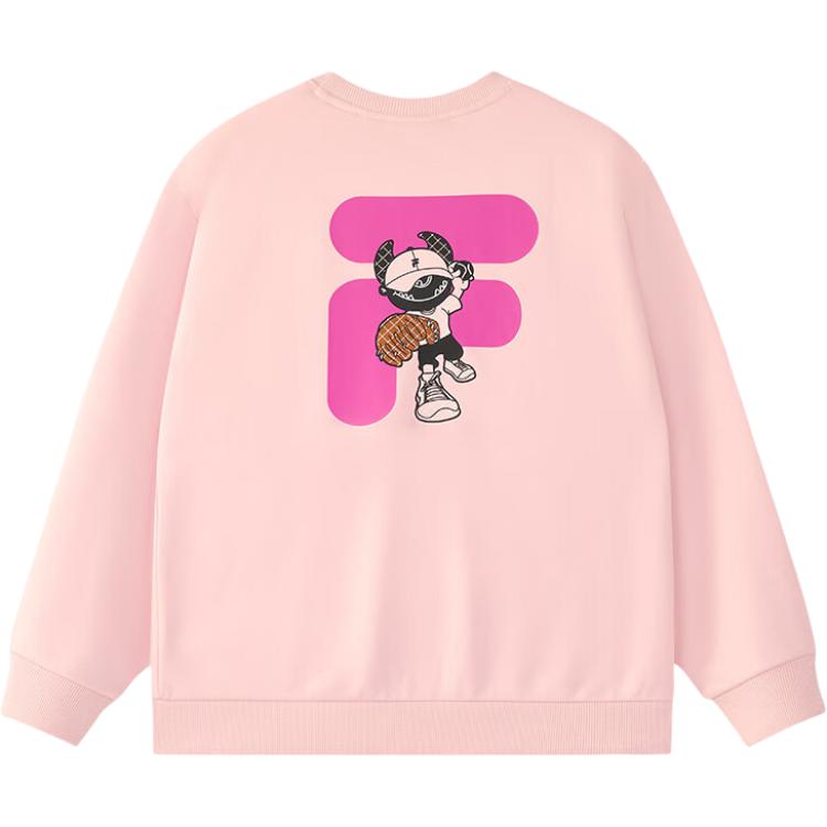 FILA Fusion Life Berry Pink Oversized Crewneck Pullover Fleece Sweatshirt T11U433202F-PK