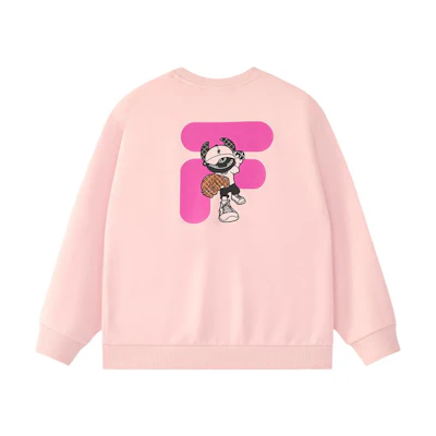FILA Fusion Life Berry Pink Oversized Crewneck Pullover Fleece Sweatshirt T11U433202F-PK
