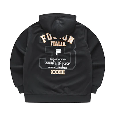 FILA Fusion Life Black Hooded Sweatshirt with Back Letter Print T11M345203F-BK
