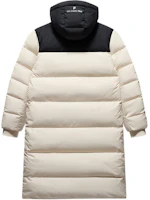 Lookbook FILA FUSION LIFE休閒寬鬆版羽絨外套連帽米色-男女適用。 T11U443903F-BG