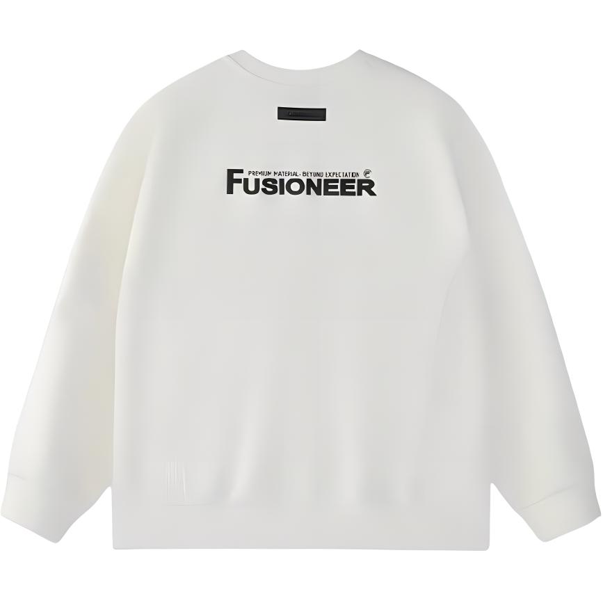 FILA Fusion Life Color-Block Letter Casual Loose Pullover Sweatshirt White Men T11M445203F-WT