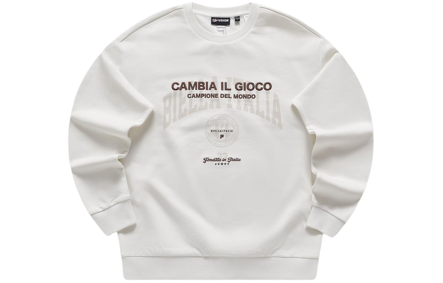 FILA Fusion Life Crewneck Sweatshirt Letter Print Loose Fit Poly White T11M415204F-WT