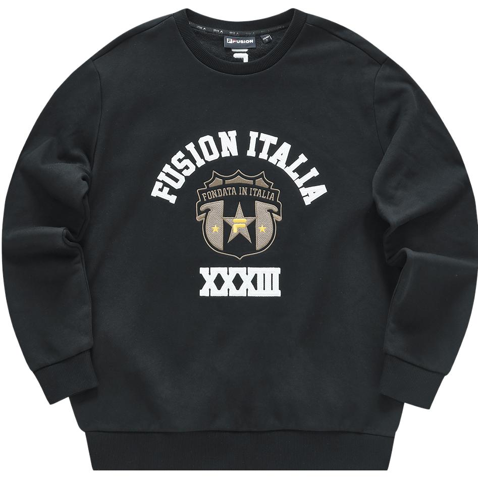 FILA Fusion Life FW23 Black Knit Pullover Fleece Casual Sweatshirt T11M345211F-BK