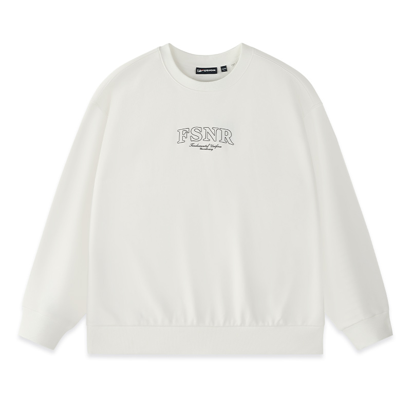FILA Fusion Life FW24 White Knit Pullover Casual Long-Sleeve Sweatshirt T11U445203F-WT