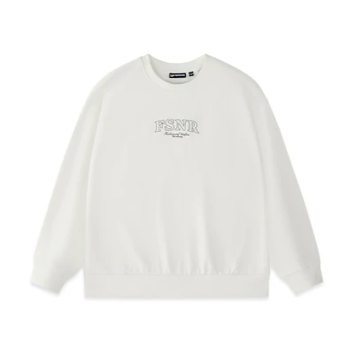 FILA Fusion Life FW24 White Knit Pullover Casual Long-Sleeve Sweatshirt T11U445203F-WT