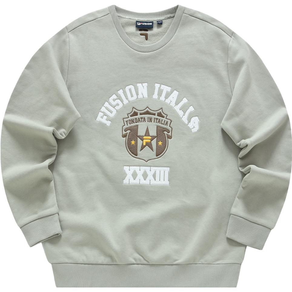 FILA FUSION LIFE Knit Pullover Fashion Casual Fleece Sweatshirt Duck Gray T11M345211F-GY