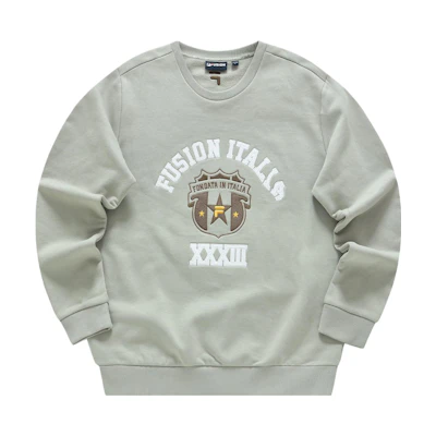 FILA FUSION LIFE Knit Pullover Fashion Casual Fleece Sweatshirt Duck Gray T11M345211F-GY