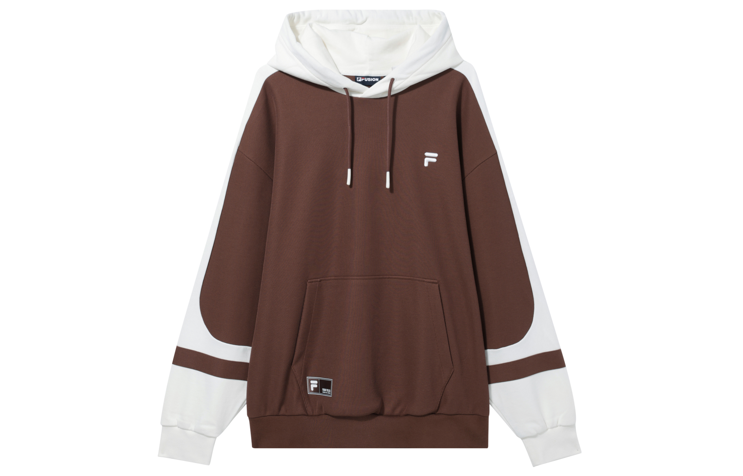 FILA Fusion Life Oversized Hoodie Oak Brown Colorblock Casual Sportswear T11M415206FDR